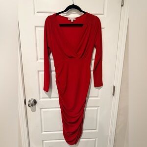 Haute Monde Vibrant Red Long Sleeve Dress